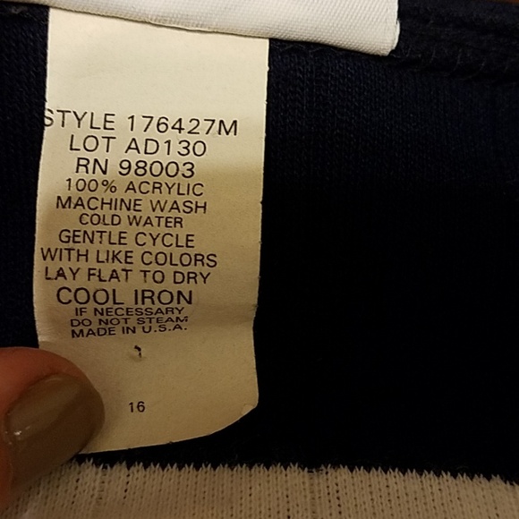 #031 Alfred Dunner Sz 16 ๐HP๐ธ๐ Navy and white striped short sleeved top - Picture 4 of 9